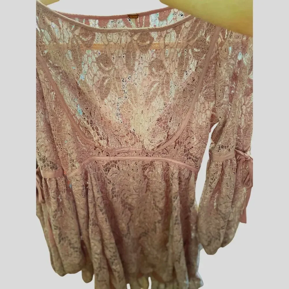 Free People Ruby Lacy Mauve Dress Small
